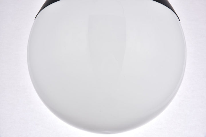 1 Light Black Flush Mount With Frosted White Glass