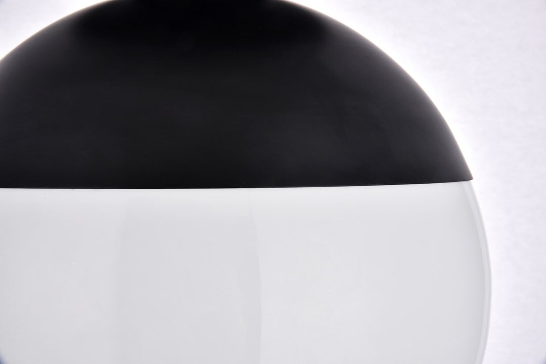 1 Light Black Flush Mount With Frosted White Glass