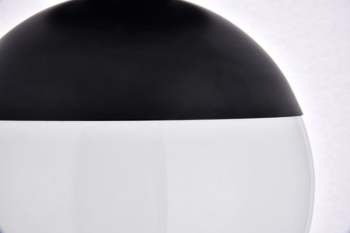1 Light Black Flush Mount With Frosted White Glass