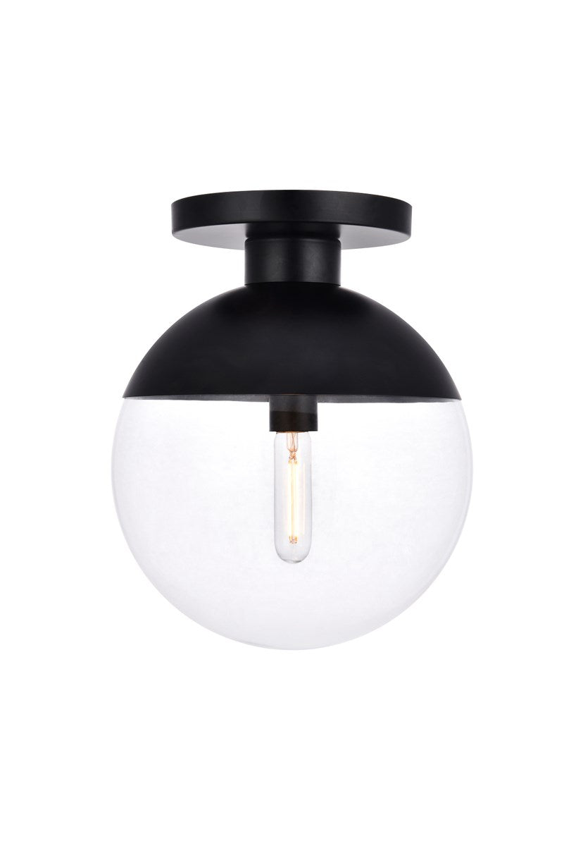 1 Light Black Flush Mount With Clear Glass by Living District
