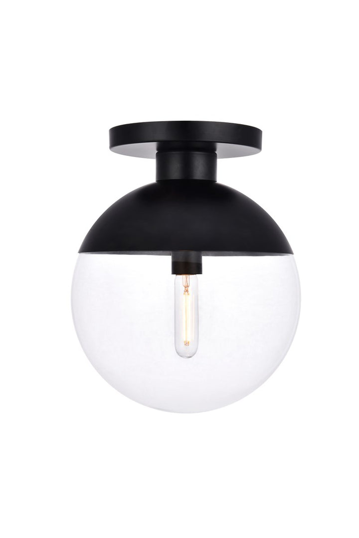 1 Light Black Flush Mount With Clear Glass by Living District