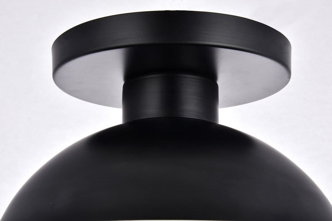 1 Light Black Flush Mount With Clear Glass