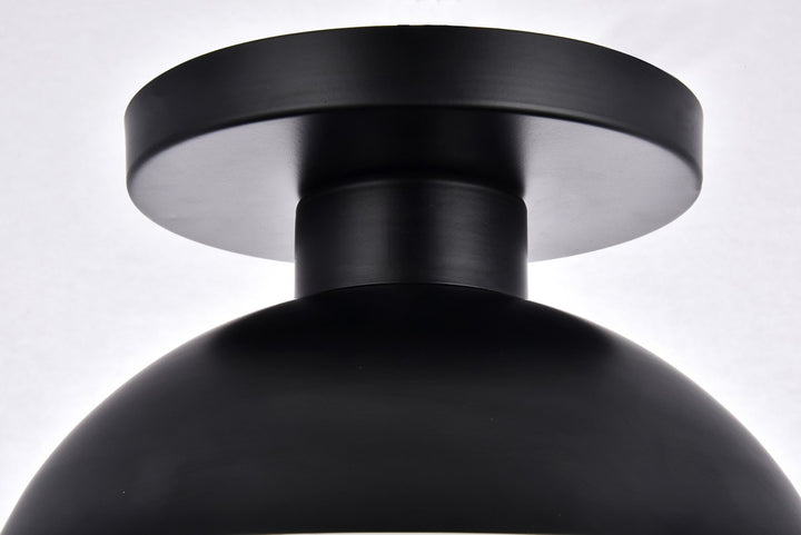 1 Light Black Flush Mount With Clear Glass