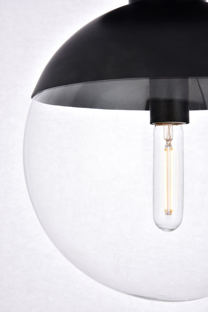 1 Light Black Flush Mount With Clear Glass
