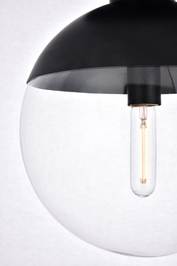 1 Light Black Flush Mount With Clear Glass