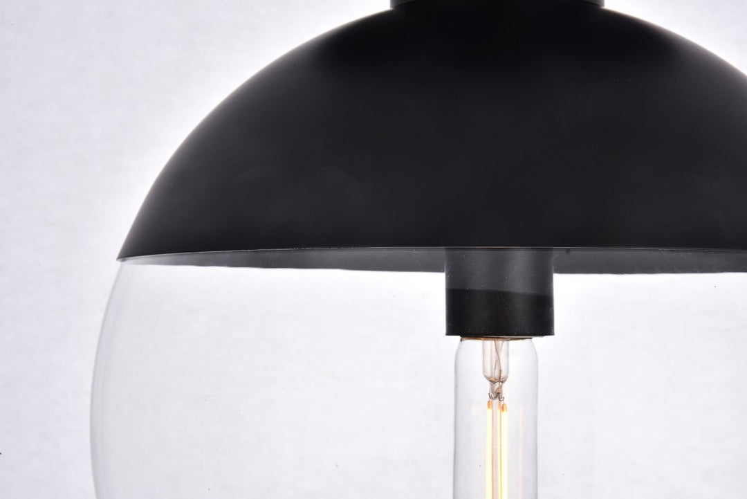 1 Light Black Flush Mount With Clear Glass