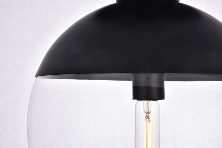 1 Light Black Flush Mount With Clear Glass