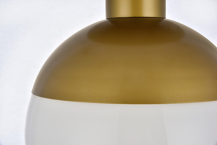 1 Light Brass Flush Mount With Frosted White Glass