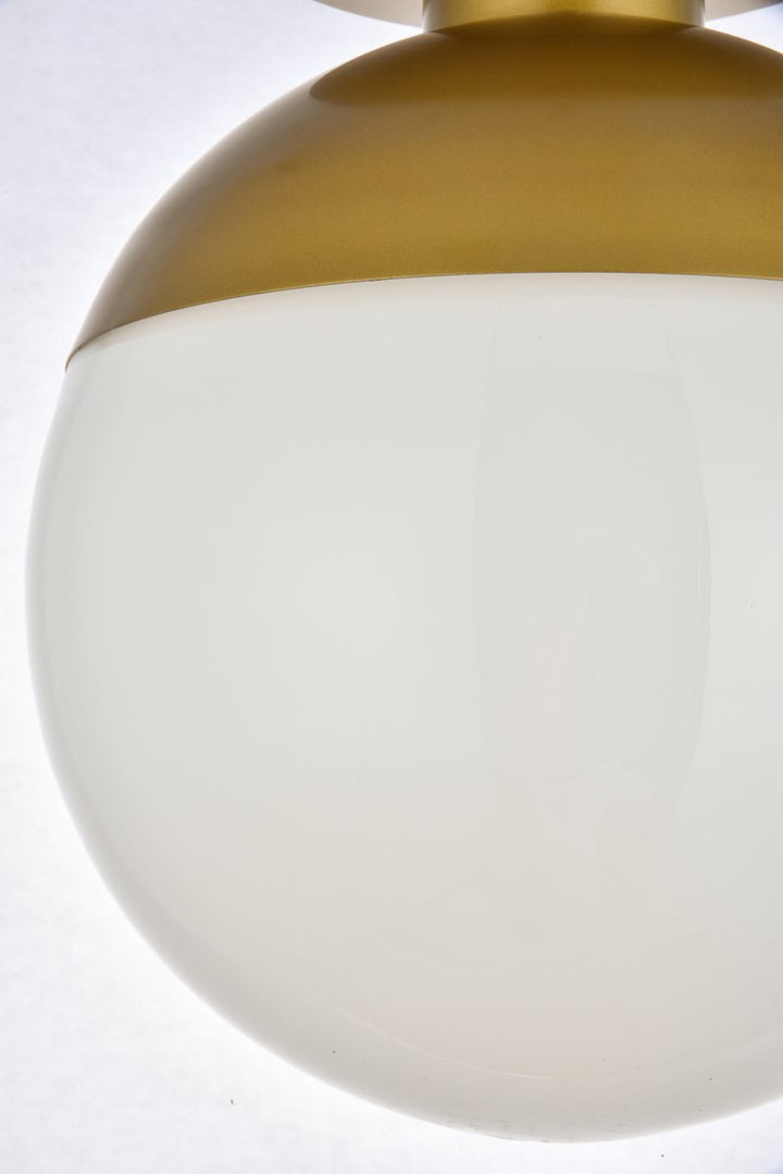 1 Light Brass Flush Mount With Frosted White Glass