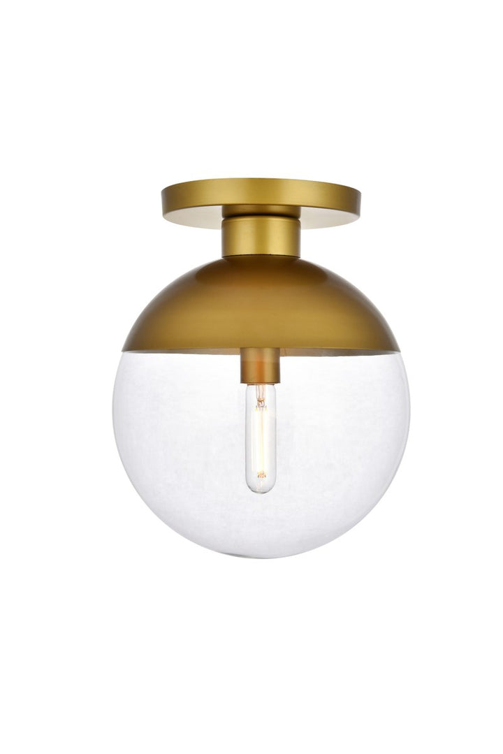 1 Light Brass Flush Mount With Clear Glass by Living District