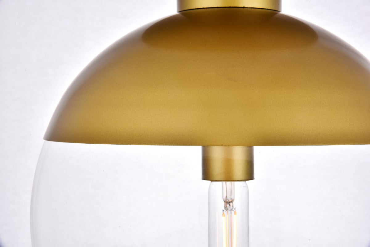 1 Light Brass Flush Mount With Clear Glass