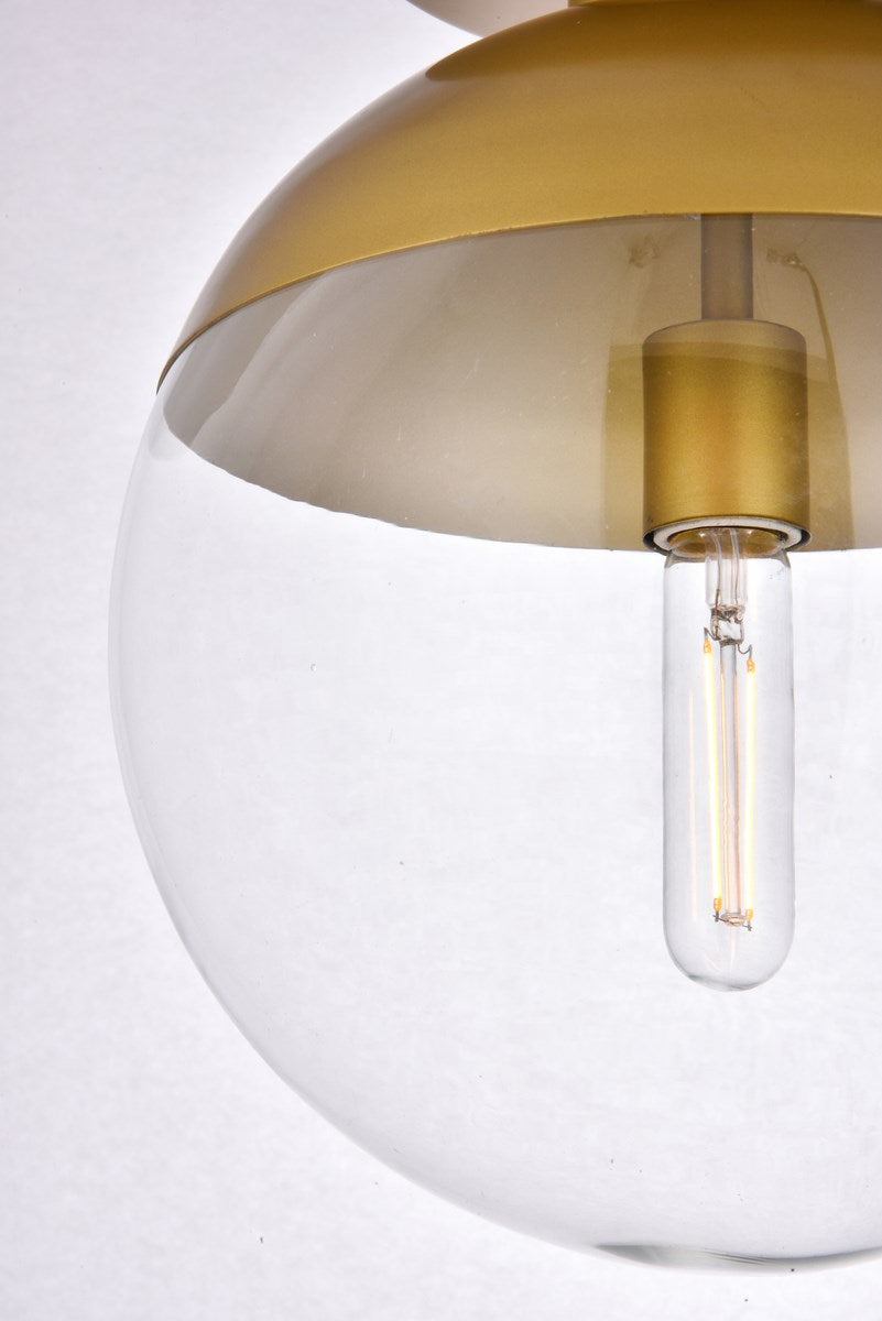 1 Light Brass Flush Mount With Clear Glass