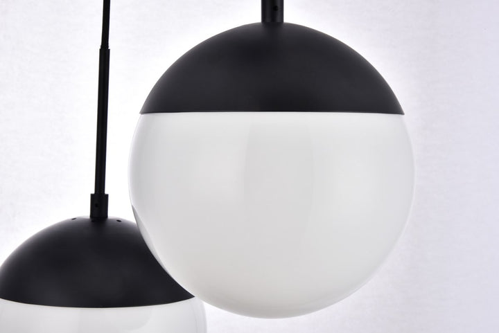 3 Lights Black Pendant With Frosted White Glass