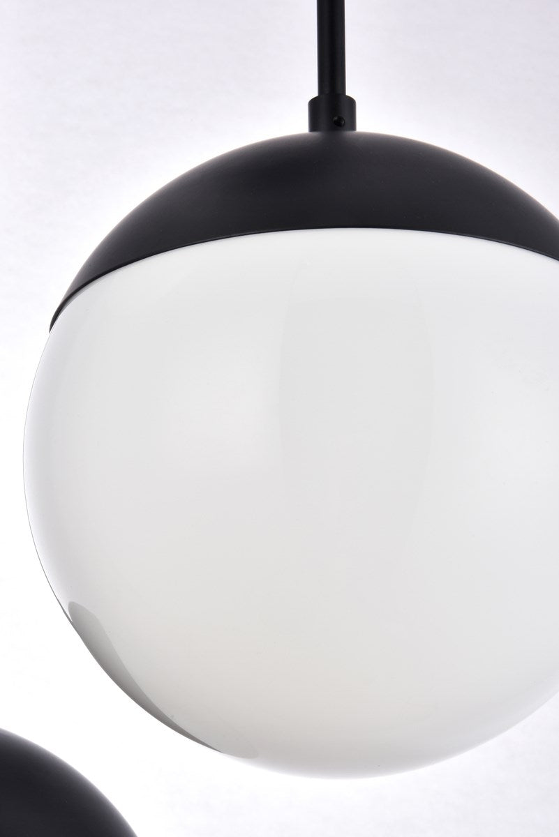 3 Lights Black Pendant With Frosted White Glass