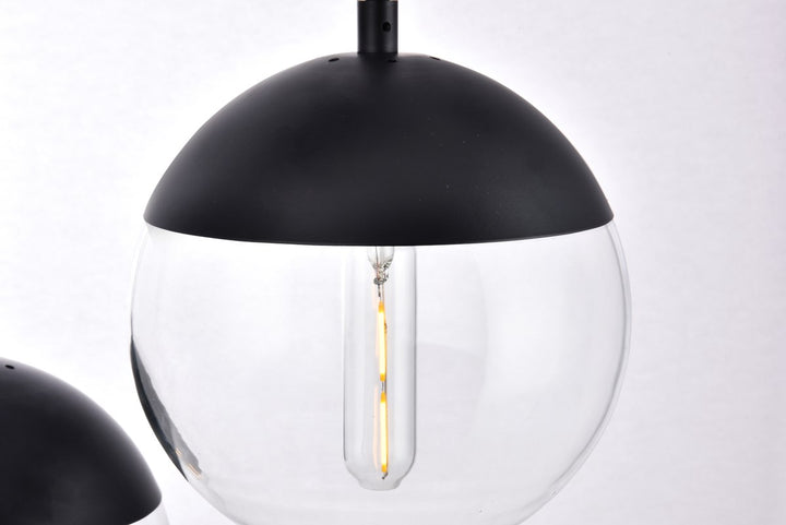 3 Lights Black Pendant With Clear Glass