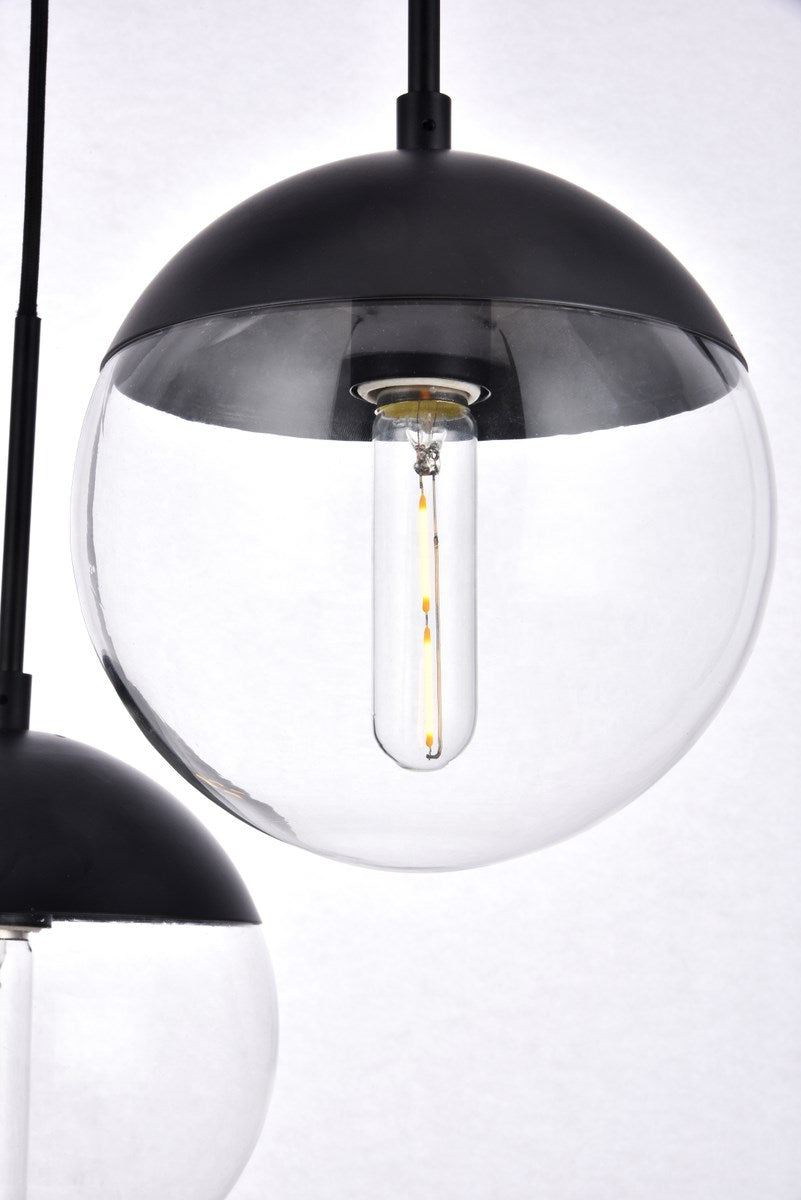 3 Lights Black Pendant With Clear Glass