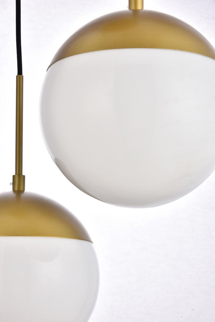 3 Lights Brass Pendant With Frosted White Glass