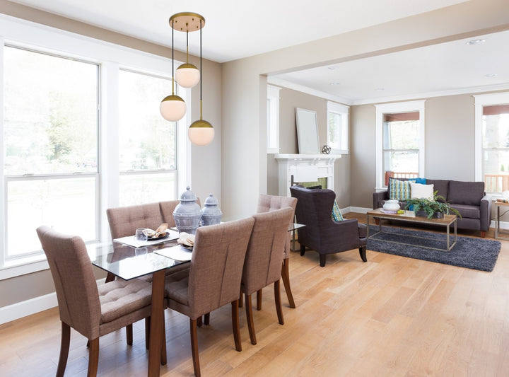 3 Lights Brass Pendant With Frosted White Glass