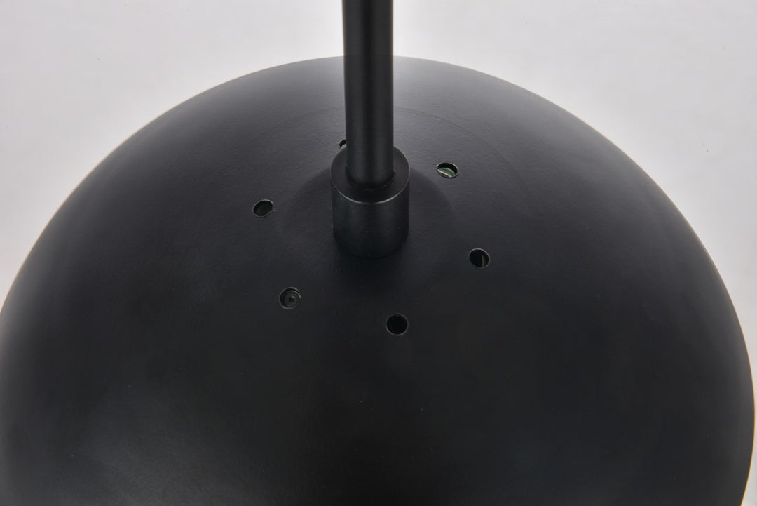 5 Lights Black Pendant With Frosted White Glass