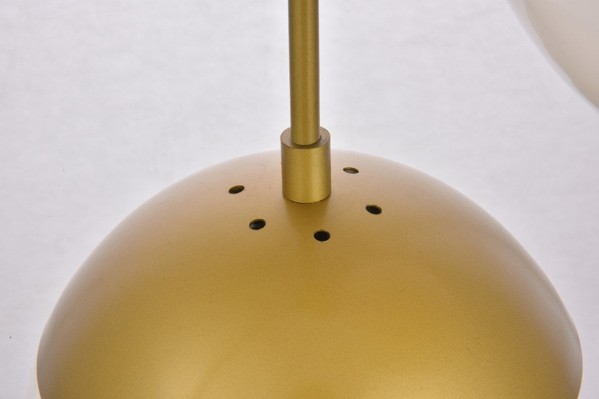 5 Lights Brass Pendant With Frosted White Glass