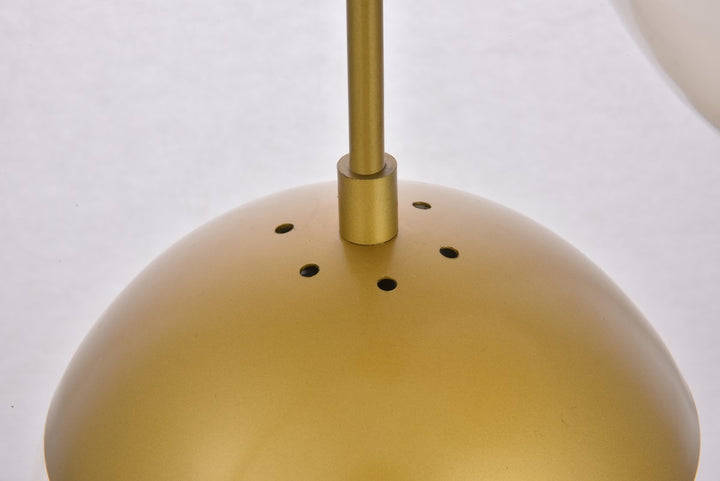 5 Lights Brass Pendant With Frosted White Glass