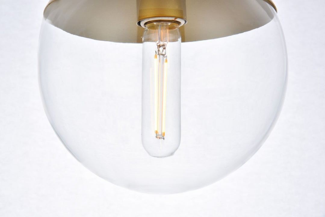 5 Lights Brass Pendant With Clear Glass