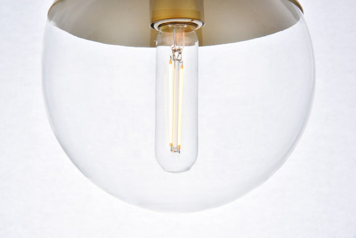 5 Lights Brass Pendant With Clear Glass