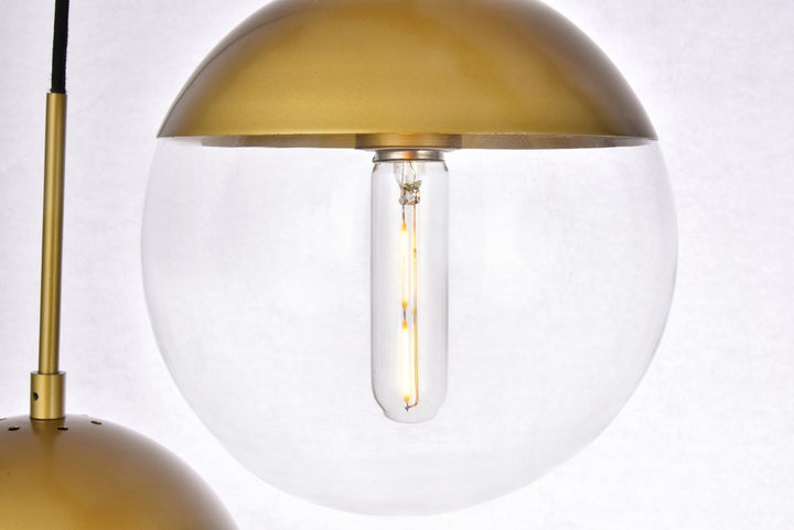 5 Lights Brass Pendant With Clear Glass