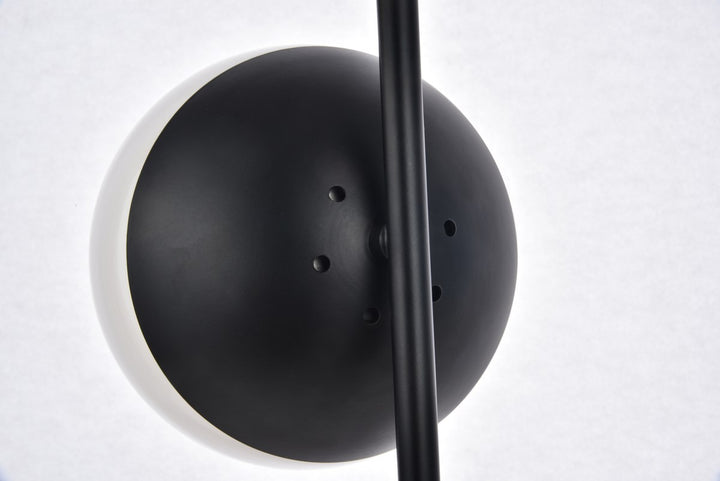 1 Light Black Table Lamp With Frosted White Glass