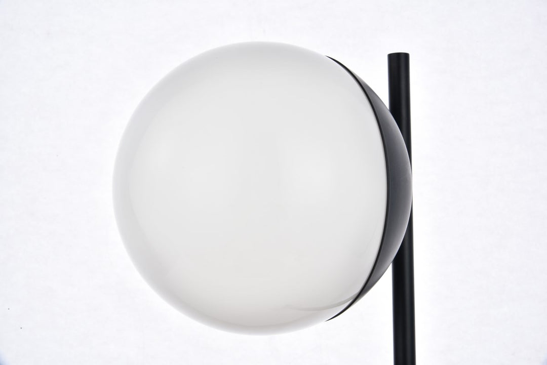 1 Light Black Table Lamp With Frosted White Glass