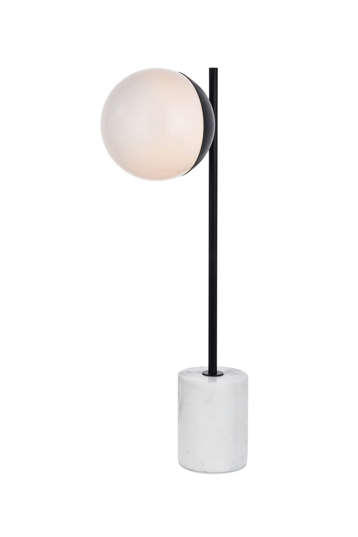1 Light Black Table Lamp With Frosted White Glass