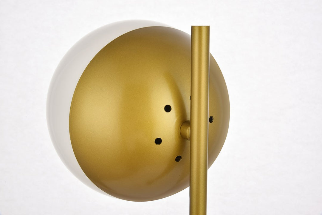 1 Light Brass Table Lamp With Frosted White Glass