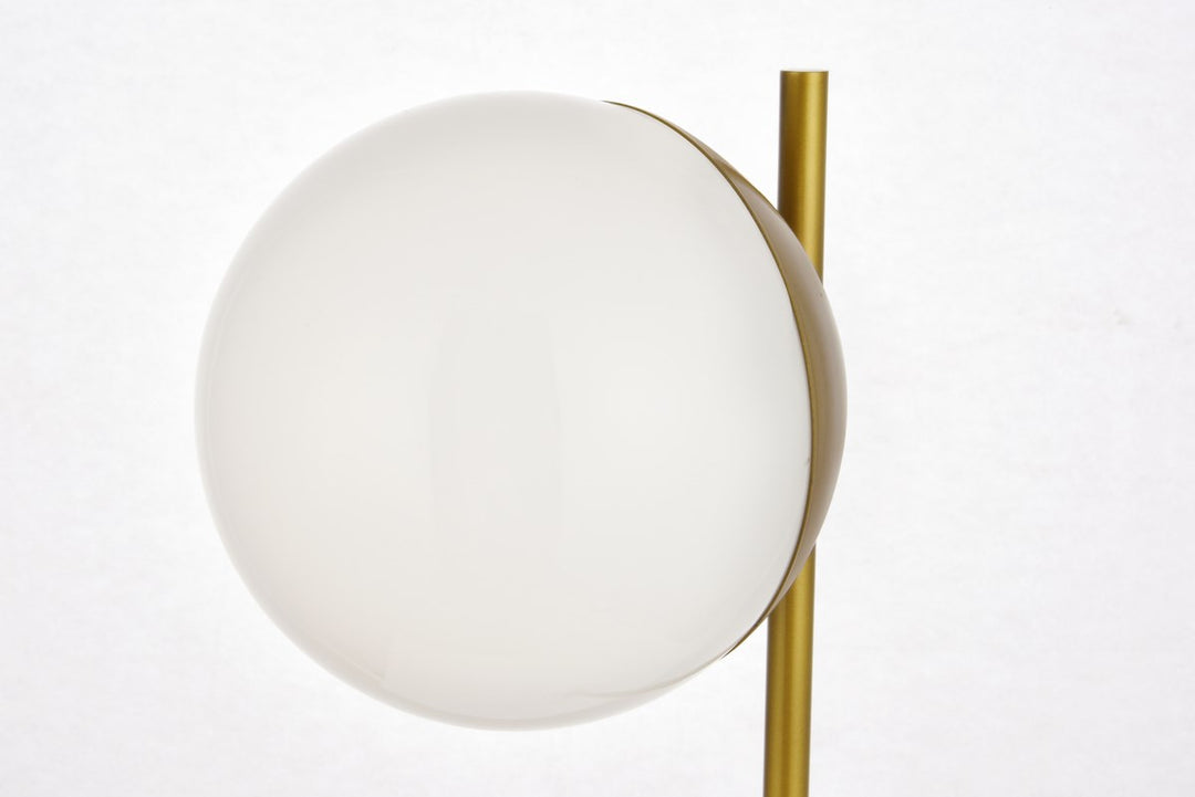 1 Light Brass Table Lamp With Frosted White Glass