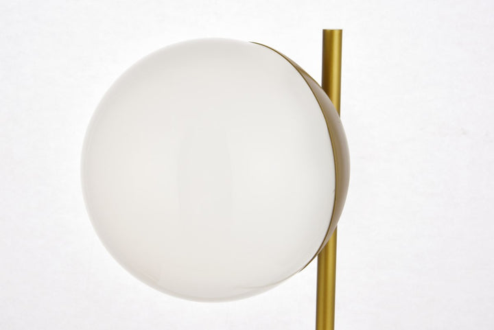 1 Light Brass Table Lamp With Frosted White Glass