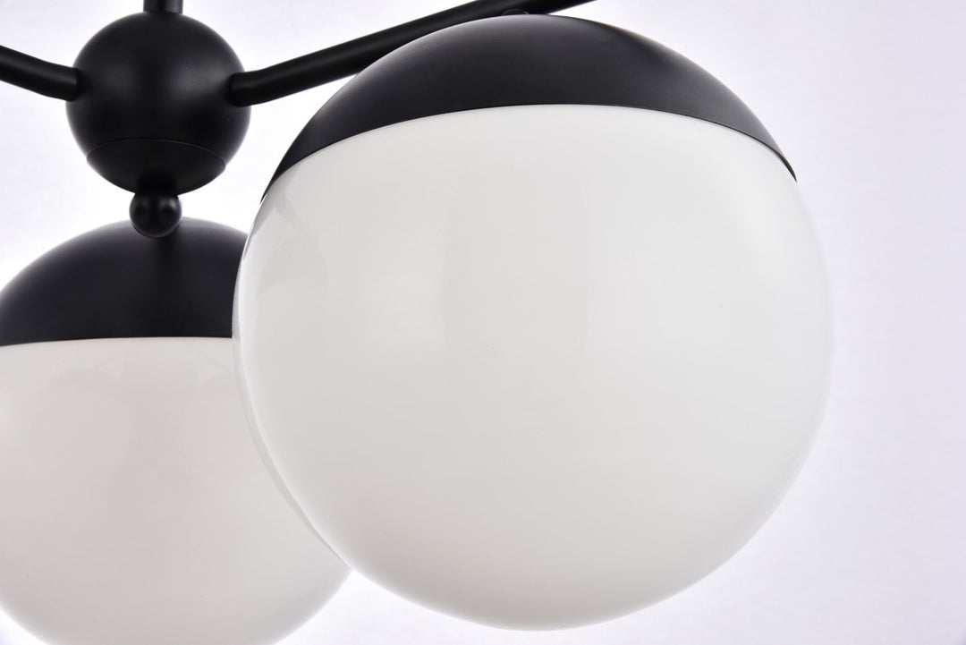 3 Lights Black Pendant With Frosted White Glass