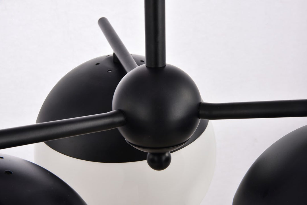 3 Lights Black Pendant With Frosted White Glass