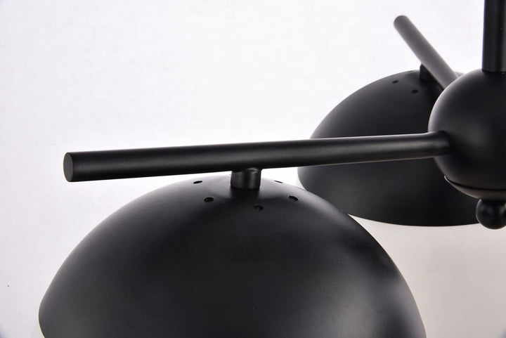 3 Lights Black Pendant With Frosted White Glass