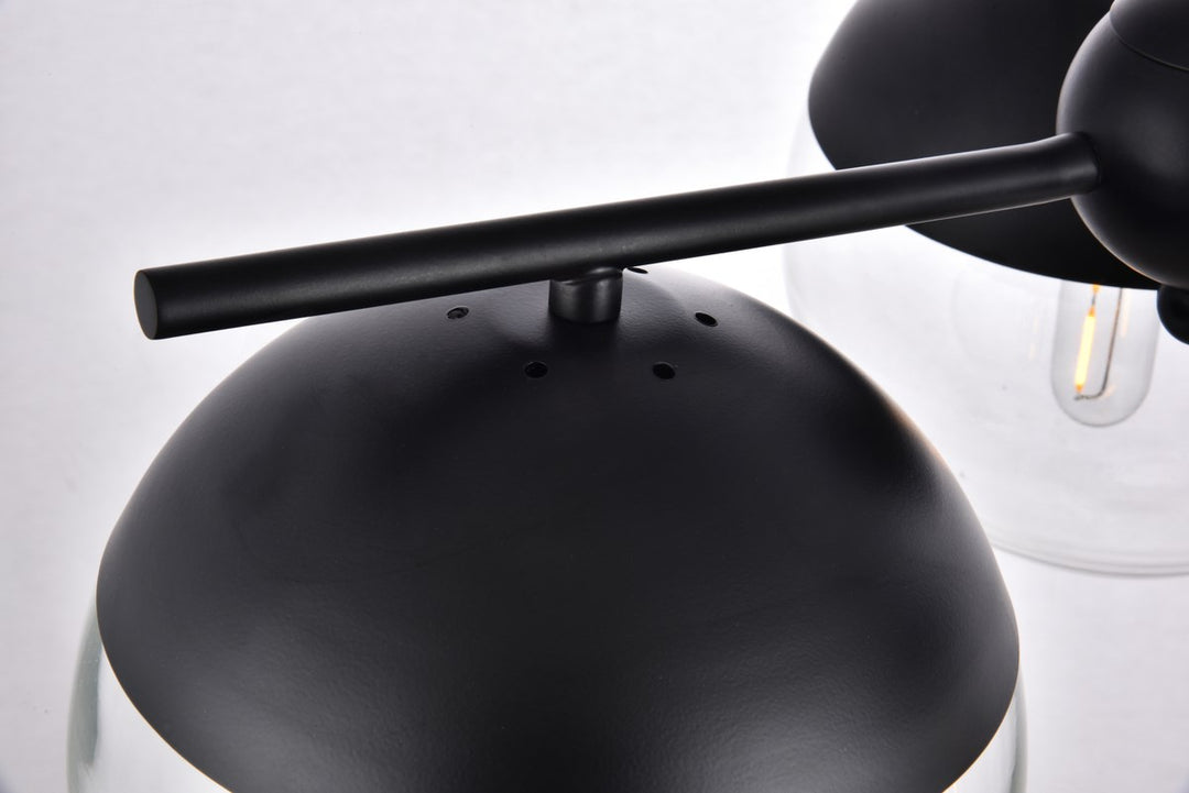 3 Lights Black Pendant With Clear Glass