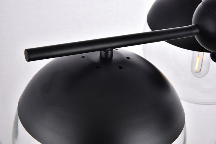 3 Lights Black Pendant With Clear Glass