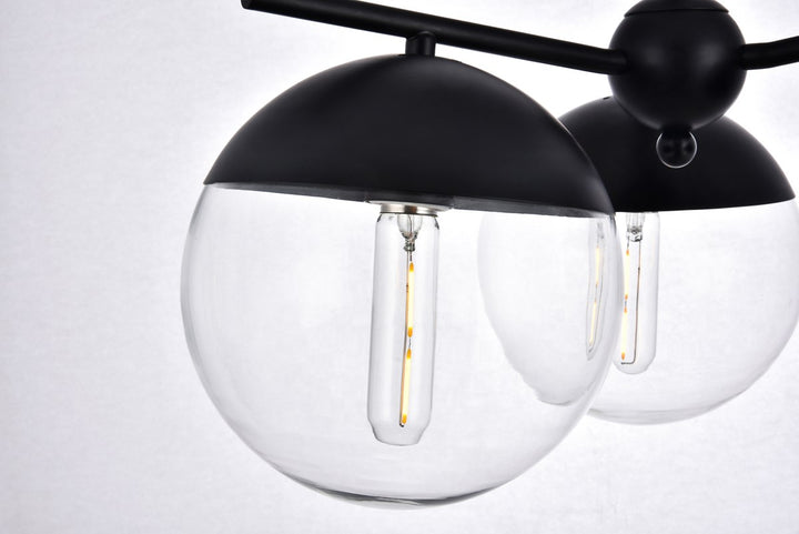 3 Lights Black Pendant With Clear Glass