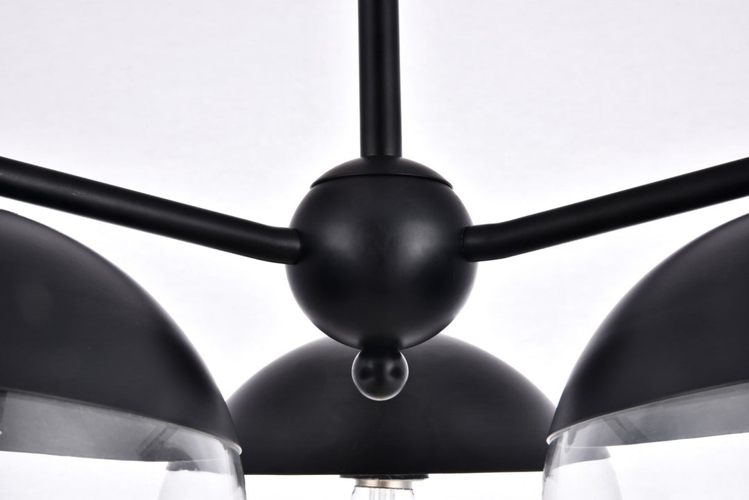 3 Lights Black Pendant With Clear Glass