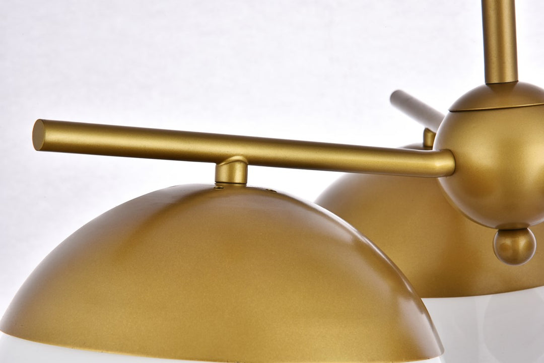 3 Lights Brass Pendant With Frosted White Glass