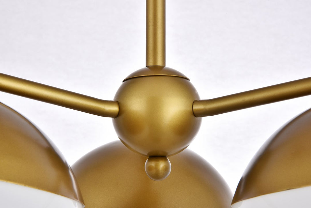 3 Lights Brass Pendant With Frosted White Glass