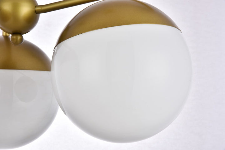 3 Lights Brass Pendant With Frosted White Glass