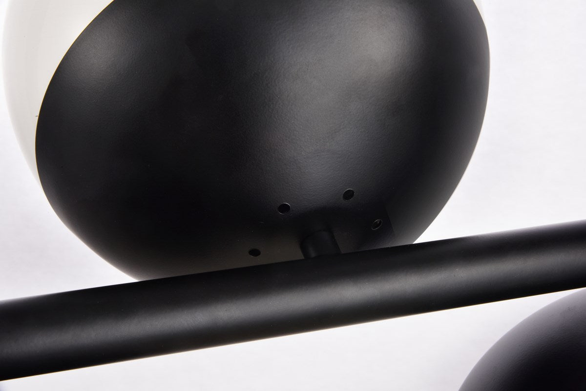 7 Lights Black Pendant With Frosted White Glass