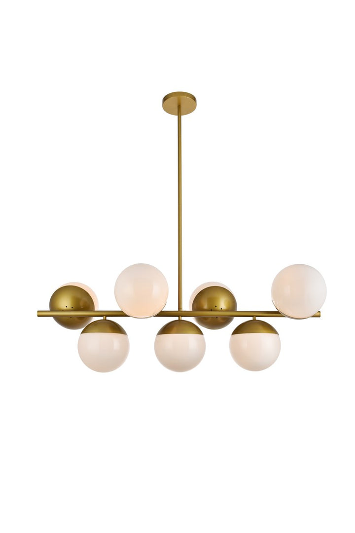 7 Lights Brass Pendant With Frosted White Glass by Living District