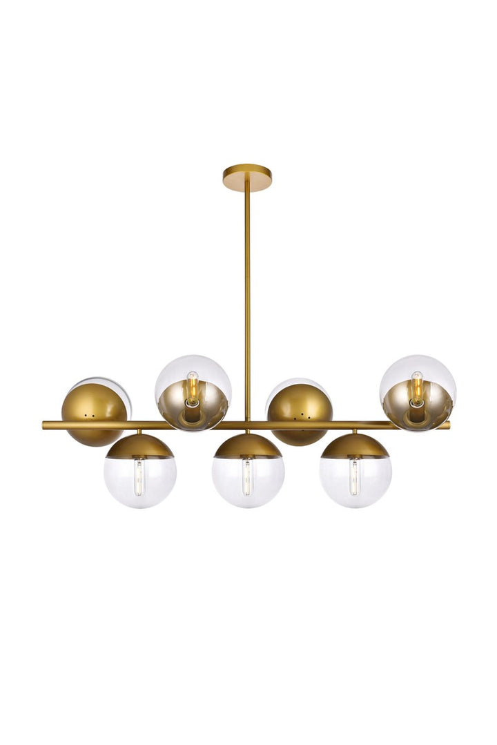 7 Lights Brass Pendant With Clear Glass by Living District