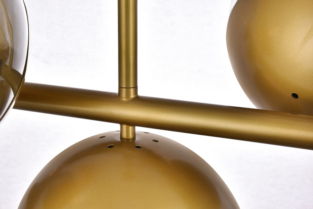 7 Lights Brass Pendant With Clear Glass