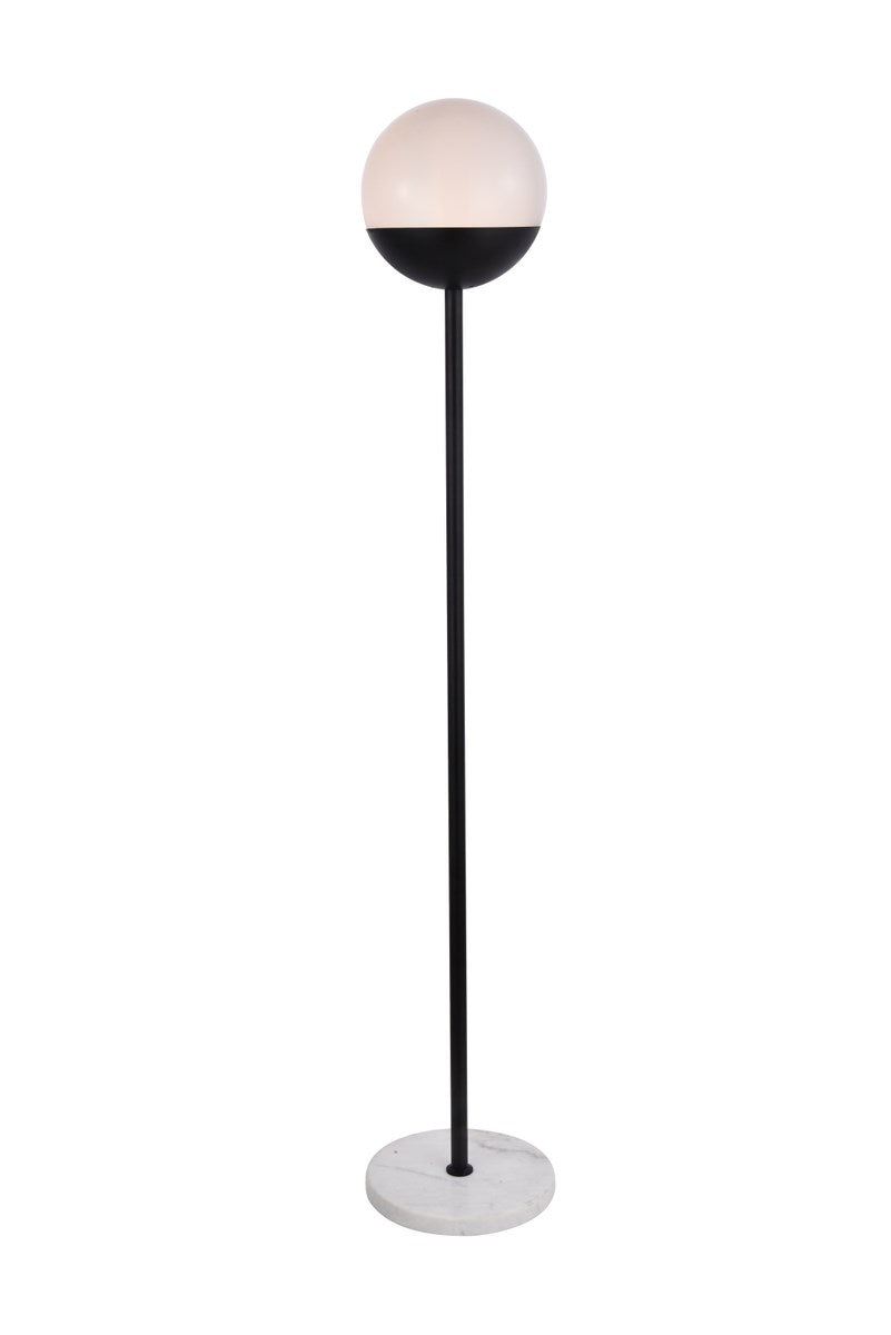 1 Light Black Floor Lamp With Frosted White Glass by Living District