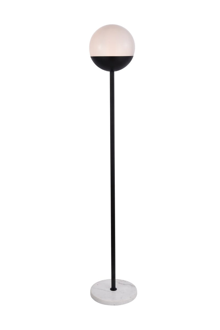 1 Light Black Floor Lamp With Frosted White Glass by Living District